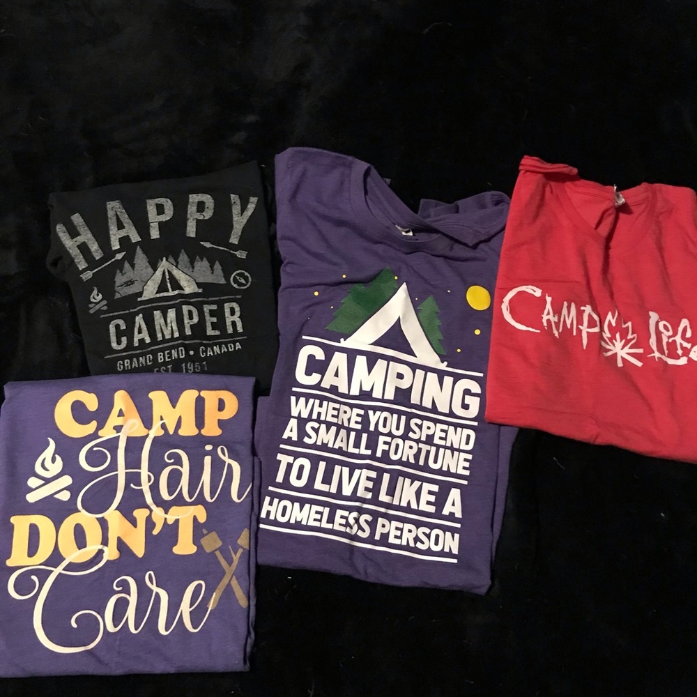 Variety of camping t-shirts